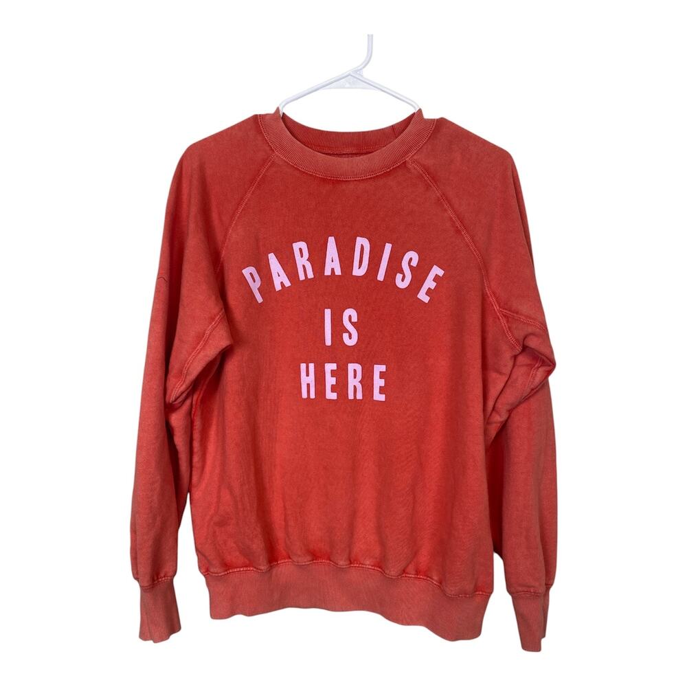 Billabong Women Paradise Is Here Coral Sweatshirt Crew neck Size M
